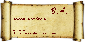 Boros Antónia névjegykártya